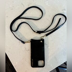 iPhone 11 Pro 
Bandolier Black Leather Crossbody Phone Case. Never used